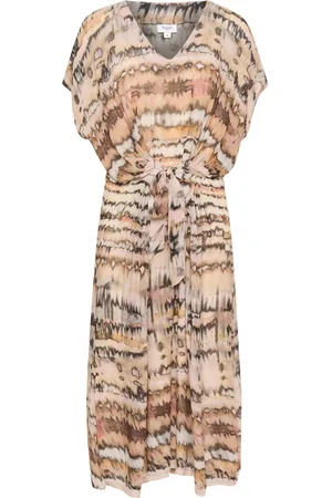 Saint Tropez Kjole, Dame, , M, Lang Kjole Creme Tiedye Strokes