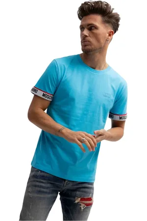 Moschino Top, Herre, Blå, M, Bomuld, Basis Blå Herre T-Shirt
