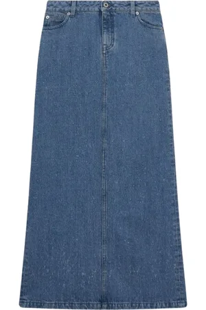 Halfboy Nederdel, Dame, Blå, W27, Denim, Denim Maxi Nederdel med Laserbehandling