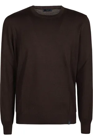 FAY Strik, Herre, Brun, XL, Uld, Stilfuld sweater til hverdagsbrug