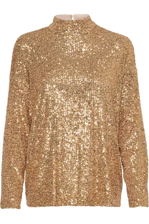 Saint Tropez Top, Dame, Gul, M, Uld, Guld Pailletbluse Reyanasz Stil