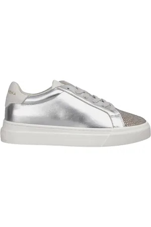 Alma en Pena Sko, Dame, Grå, 39 EU, Uld, Stilfulde lædersneakers med rhinsten detaljer
