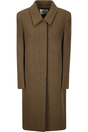 Low Classic Frakke, Dame, Brun, M, Uld, Fluffy Wool Mac Coat