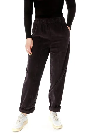 American Vintage Bukser, Dame, Grå, XS, Corduroy Mom-Fit Bukser med Høj Talje
