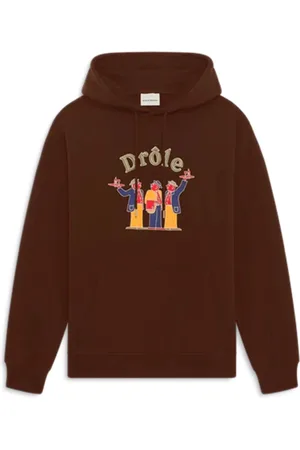 Drôle de Monsieur Sweathshirts & Hoodies, Herre, Brun, XL, Bomuld, Brun Hættetrøje Fransk Terry Stof