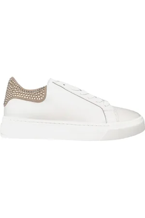 Alma en Pena Sko, Dame, Hvid, 40 EU, Læder, Dame Læder Sneaker med Rhinestone Detalje
