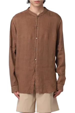 Paolo Pecora Skjorte, Herre, Brun, XL, Uld, Casual Regular Fit Stilfuld Skjorte