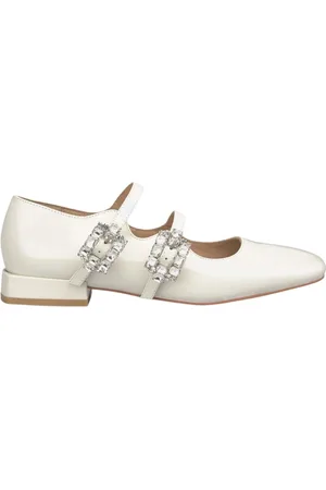 Alma en Pena Sko, Dame, Hvid, 38 EU, Læder, Rhinestone Ballerina Flats