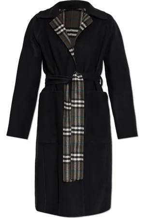 Burberry Frakke, Dame, Sort, XS, Uld, Vendbar Frakke