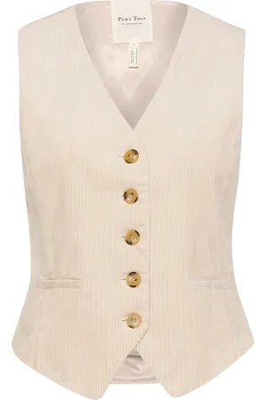 Part Two Jakke, Dame, Brun, S, Bomuld, Klassisk vest med V-hals og knapper