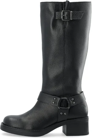 Cashott Sko, Dame, Sort, 40 EU, Læder, Rikke Tall Biker Boot Læder Sort