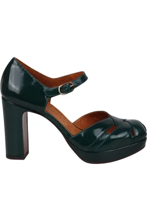 Chie Mihara Sko, Dame, Grøn, 37 EU, Læder, Glossy Rund Tå Flettede Pumps