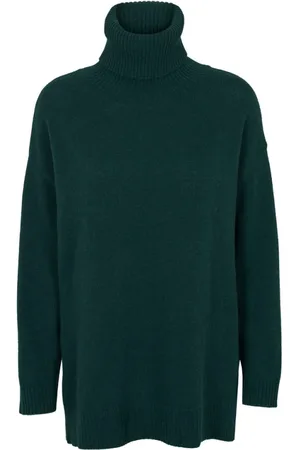 Basicapparel Strik, Dame, Grøn, S, Uld, Oversized T-Neck Sweater - Rain Forest