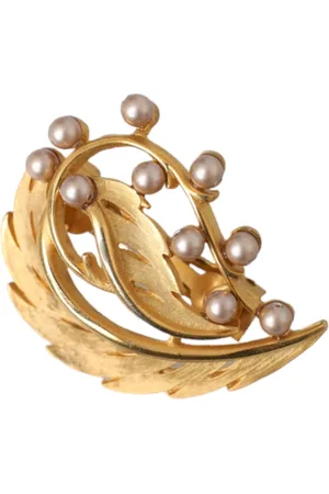 Dolce & Gabbana Tilbehør, Dame, Gul, ONE SIZE, Uld, Guld Blad Smykker Hårnål