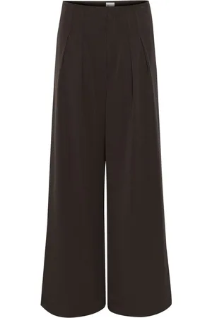 My Essential Wardrobe Bukser, Dame, Brun, L, Delicioso Wide Leg High Waist Bukser