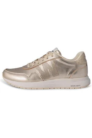 Woden Sko, Dame, Gul, 41 EU, Uld, Nora Natural Soft Metallic Sneakers