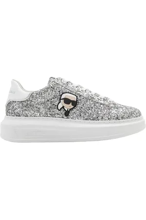 Karl Lagerfeld Sko, Dame, Grå, 40 EU, Tyl, Glitter Sneakers Kapri Style