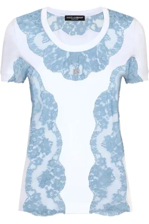 Dolce & Gabbana Top, Dame, Flerfarvet, S, Blondekant T-shirt
