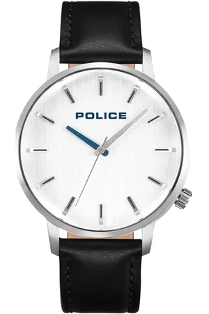 Police Tilbehør, Herre, Hvid, ONE SIZE, Læder, Herreur Sølv Læderrem Remodel Pl.15923Js/04