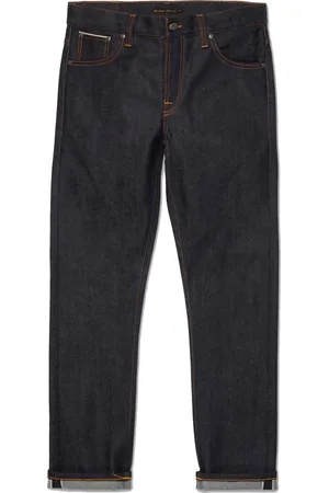 Nudie Jeans Jeans, Herre, Blå, W31 L31, Bomuld, Tør Japan Selvage Straight Leg Jeans