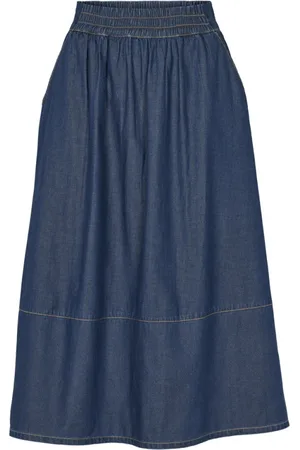 Basicapparel Nederdel, Dame, Blå, XL, Denim, Denim Look Nederdel - Mid