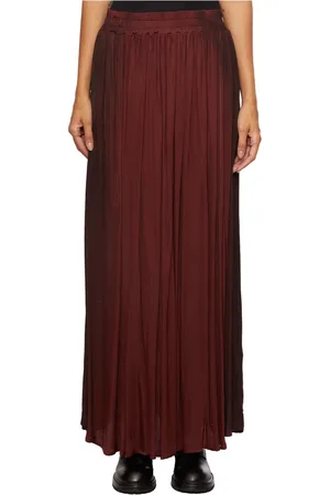 SANCTAMUERTE Nederdel, Dame, Rød, XS, Satin, Lang Satin Nederdel Elegant Stil
