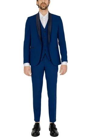 MULISH Jakkesæt, Herre, Blå, XL, Polyester, Blå klassisk kravejakke til mænd