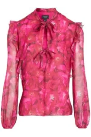 Giambattista Valli Bluser & Skjorter, Dame, Lyserød, S, Uld, Silkebluse med bue