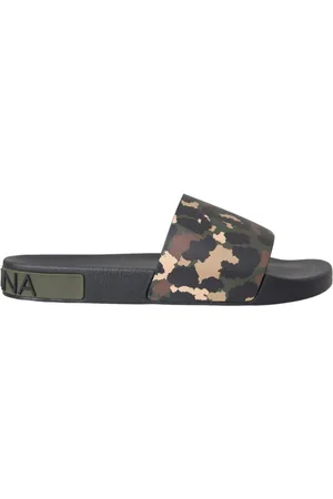 Dolce & Gabbana Sko, Herre, Flerfarvet, 41 EU, Læder, Camouflage Læder Slides