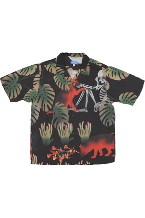MARKET Skjorte, Herre, Flerfarvet, XL, Rayon, Sort Knappet Skjorte Med Print