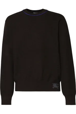 Burberry Strik, Herre, Sort, L, Uld, Uldtrøje Rund Krave Elastiske Manchetter
