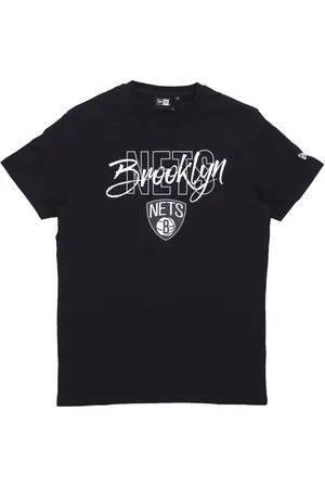 New Era Top, Herre, Sort, S, Bomuld, Brooklyn Nets Script Tee Sort/Hvid