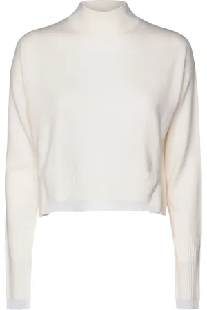 Pinko Strik, Dame, Hvid, XS, Uld, Hvid Uld Sweater Halv Høj Hals