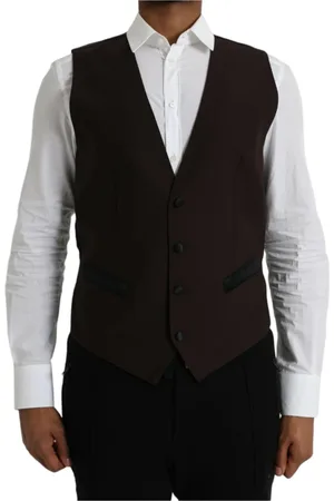 Dolce & Gabbana Jakkesæt, Herre, Brun, XL, Uld, Brun Uld Formel Kjole Vest