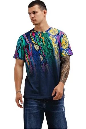 Carlo Colucci Top, Herre, Flerfarvet, S, Bomuld, Herre T-shirt Grøn/Blå/Gul