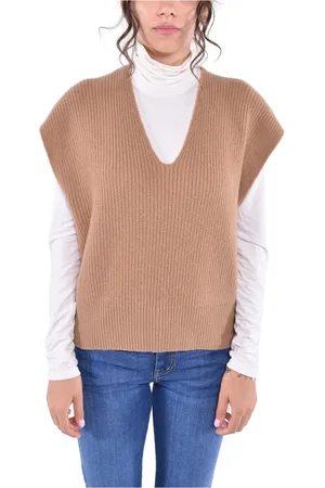 KANGRA CASHMERE Strik, Dame, Brun, S, Uld, Ribbet Uld Gilet
