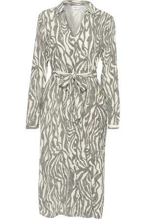 Saint Tropez Kjole, Dame, Grå, S, Zebra Graphic Kjole med Lange Ærmer