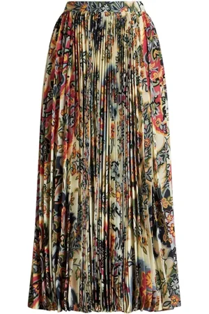 Etro Nederdel, Dame, Flerfarvet, M, Uld, Paisley Print Plisseret Nederdel