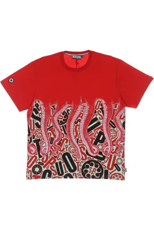 Octopus Top, Herre, Rød, L, Rød Herre Tee med Print