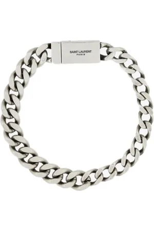Saint Laurent Tilbehør, Herre, Grå, M, Sølv Magnetisk Lukning Metalplade