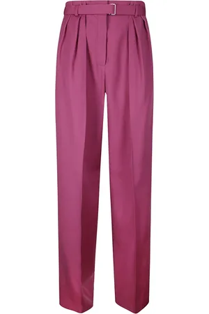 Lanvin Bukser, Dame, Lyserød, XS, Uld, Højtaljede plisserede bukser med frontlukning
