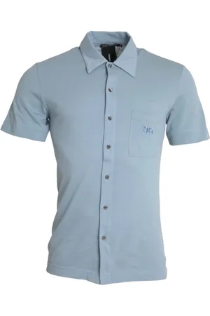 Dolce & Gabbana Skjorte, Herre, Blå, S, Bomuld, Blå Logo Polo T-Shirt Bomuld Krave