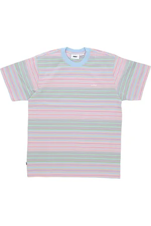 Obey Top, Herre, Flerfarvet, M, Bomuld, Stribet Himmelblå T-shirt