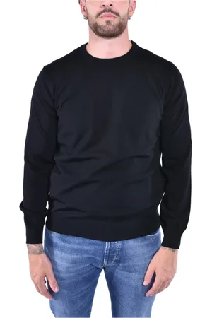 KANGRA CASHMERE Strik, Herre, Sort, XL, Uld, Uld Rundhals Sweater