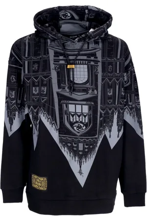 DOLLY NOIRE Sweathshirts & Hoodies, Herre, Sort, S, Bomuld, Sort letvægts hættetrøje Milano Domkirke Print