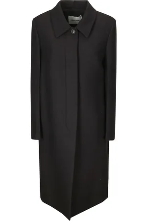 Low Classic Frakke, Dame, Sort, S, Uld, Uldfrakke med skjult lukning og krave