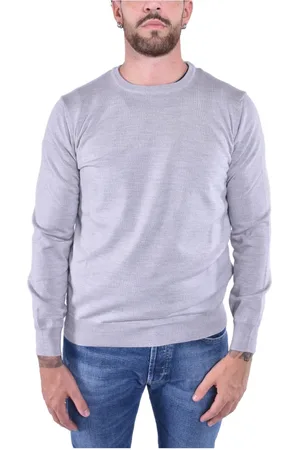 KANGRA CASHMERE Strik, Herre, Grå, 2XL, Uld, Uld Crewneck Sweater