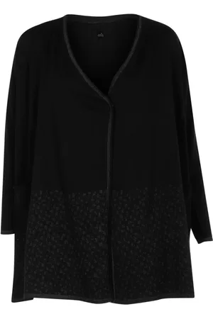 ADIA Strik, Dame, Sort, XS, Bomuld, Langt Design Vandfalds Cardigan Sort