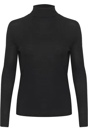 Soaked in Luxury Top, Dame, Sort, 2XL, Uld, Sort Rollneck Top & T-Shirt