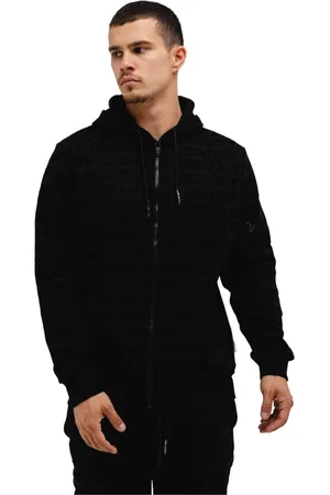 Carlo Colucci Sweathshirts & Hoodies, Herre, Sort, M, Uld, Sort Hættetrøje Træningssæt Mænd Stilfuld
